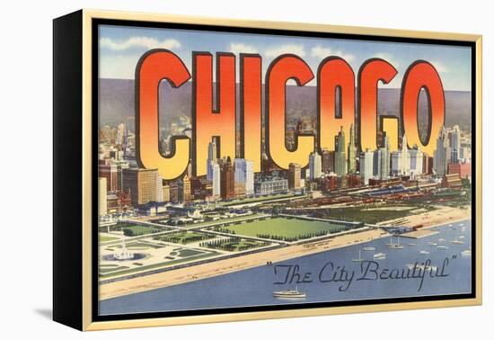 Large Letters in Downtown Chicago, Illinois-null-Framed Stretched Canvas