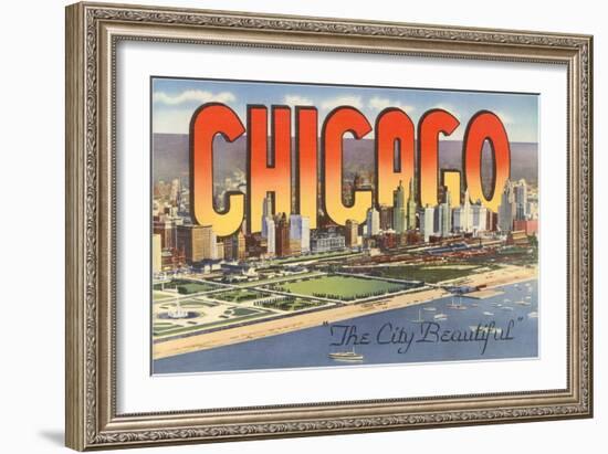 Large Letters in Downtown Chicago, Illinois-null-Framed Art Print