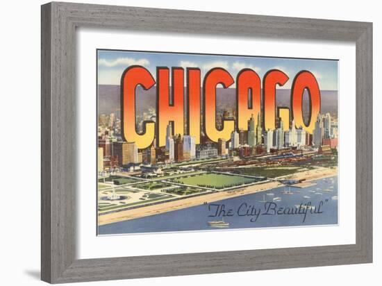 Large Letters in Downtown Chicago, Illinois-null-Framed Art Print