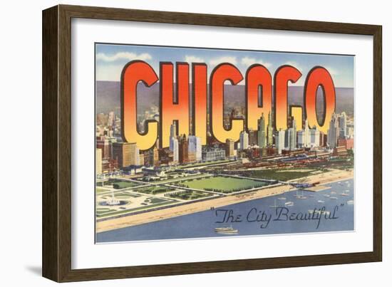 Large Letters in Downtown Chicago, Illinois-null-Framed Art Print