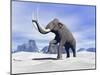 Large Mammoth Walking Slowly on the Snowy Mountain-null-Mounted Art Print