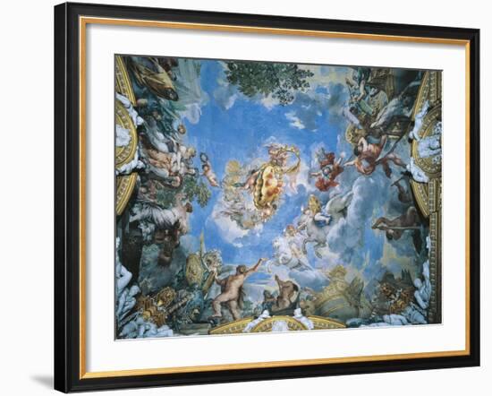 Large Medici Coat of Arms and Mars Setting War Ablaze with Lightning-Pietro da Cortona-Framed Giclee Print