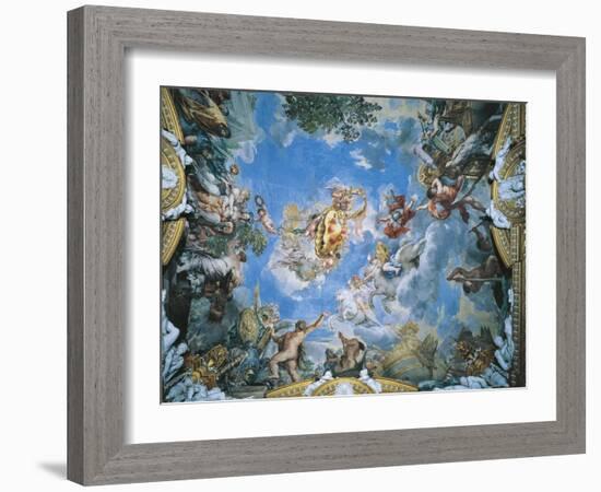 Large Medici Coat of Arms and Mars Setting War Ablaze with Lightning-Pietro da Cortona-Framed Giclee Print