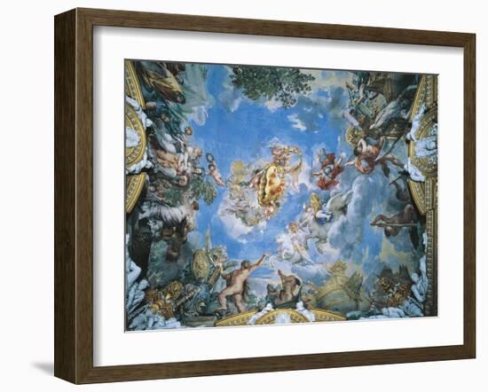 Large Medici Coat of Arms and Mars Setting War Ablaze with Lightning-Pietro da Cortona-Framed Giclee Print