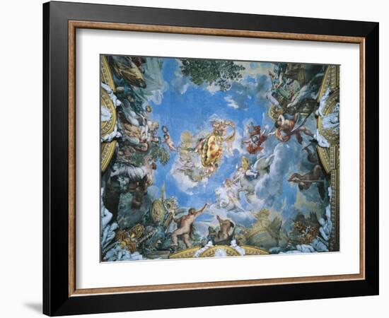 Large Medici Coat of Arms and Mars Setting War Ablaze with Lightning-Pietro da Cortona-Framed Giclee Print