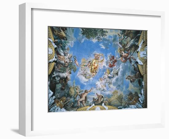 Large Medici Coat of Arms and Mars Setting War Ablaze with Lightning-Pietro da Cortona-Framed Premium Giclee Print