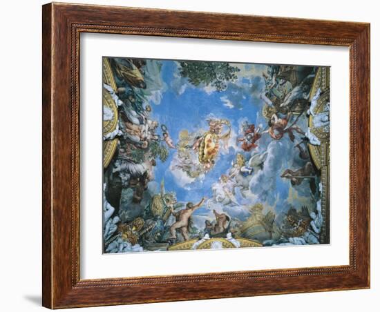 Large Medici Coat of Arms and Mars Setting War Ablaze with Lightning-Pietro da Cortona-Framed Premium Giclee Print