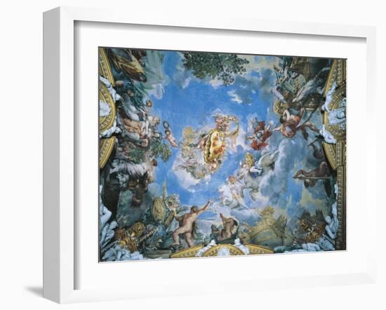 Large Medici Coat of Arms and Mars Setting War Ablaze with Lightning-Pietro da Cortona-Framed Premium Giclee Print