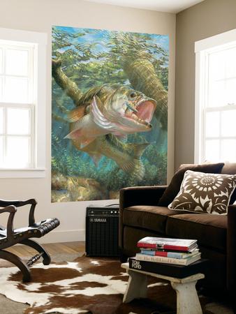 Large Mouth Bass Indoor Outdoor Vinyl Wall Mural Wall Mural Art Com
