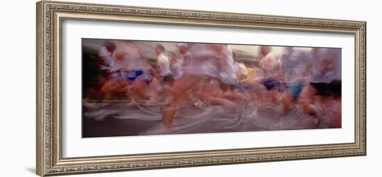 Large number of athletes during marathon race-Panoramic Images-Framed Photographic Print