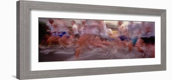 Large number of athletes during marathon race-Panoramic Images-Framed Photographic Print