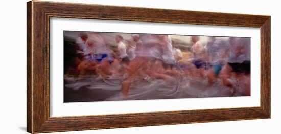 Large number of athletes during marathon race-Panoramic Images-Framed Photographic Print