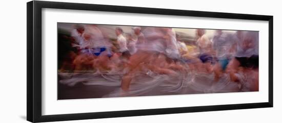 Large number of athletes during marathon race-Panoramic Images-Framed Photographic Print