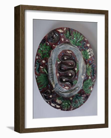 Large Oval Dish Moulded in Relief with a Grass Snake, Batrachians and Fish-Bernard Palissy-Framed Giclee Print