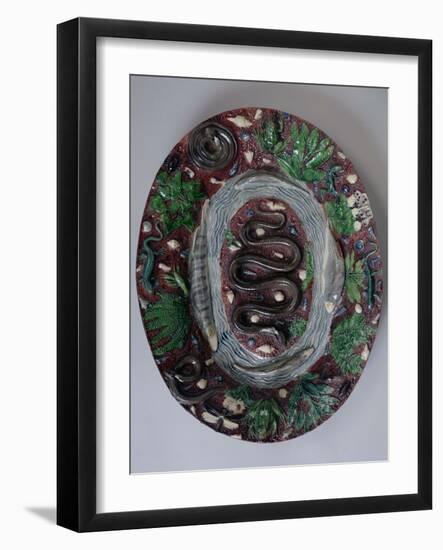 Large Oval Dish Moulded in Relief with a Grass Snake, Batrachians and Fish-Bernard Palissy-Framed Giclee Print