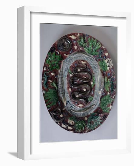 Large Oval Dish Moulded in Relief with a Grass Snake, Batrachians and Fish-Bernard Palissy-Framed Giclee Print