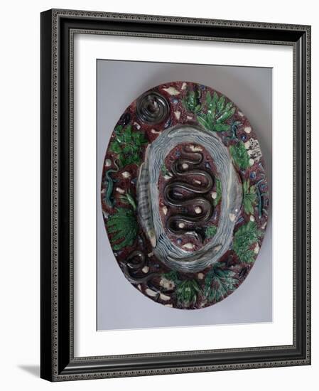 Large Oval Dish Moulded in Relief with a Grass Snake, Batrachians and Fish-Bernard Palissy-Framed Giclee Print