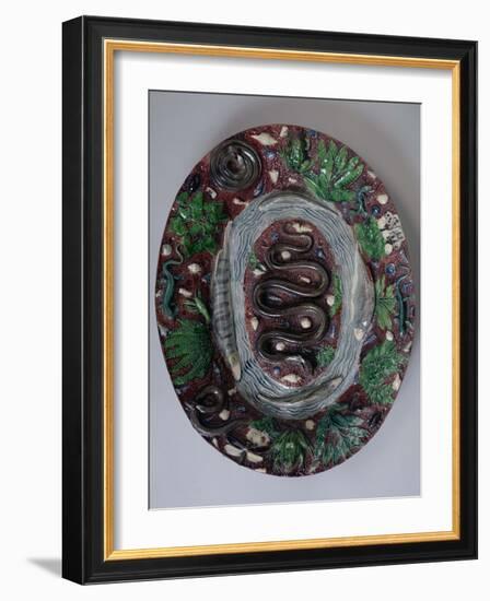 Large Oval Dish Moulded in Relief with a Grass Snake, Batrachians and Fish-Bernard Palissy-Framed Giclee Print