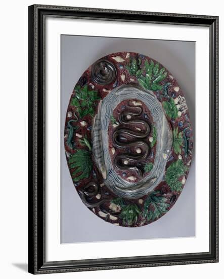 Large Oval Dish Moulded in Relief with a Grass Snake, Batrachians and Fish-Bernard Palissy-Framed Giclee Print