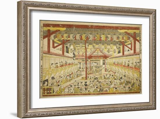 Large Perspective Picture of the Kaomise Performance on the Kabuki Stage, C.1745-Okumura Masanobu-Framed Giclee Print