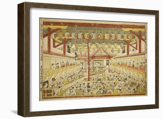 Large Perspective Picture of the Kaomise Performance on the Kabuki Stage, C.1745-Okumura Masanobu-Framed Giclee Print