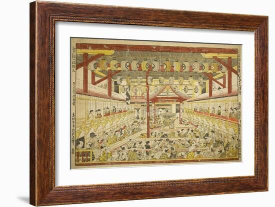 Large Perspective Picture of the Kaomise Performance on the Kabuki Stage, C.1745-Okumura Masanobu-Framed Giclee Print