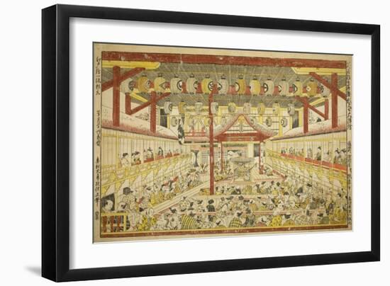 Large Perspective Picture of the Kaomise Performance on the Kabuki Stage, C.1745-Okumura Masanobu-Framed Giclee Print