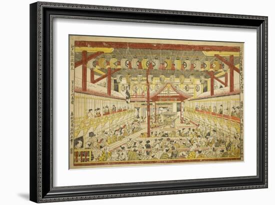 Large Perspective Picture of the Kaomise Performance on the Kabuki Stage, C.1745-Okumura Masanobu-Framed Giclee Print