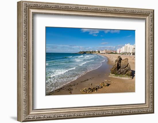 Large Rock on the Beach and Seafront in Biarritz, Pyrenees Atlantiques, Aquitaine, France, Europe-Martin Child-Framed Photographic Print