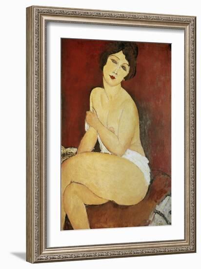 Large Seated Nude by Amedeo Modigliani-null-Framed Premium Photographic Print