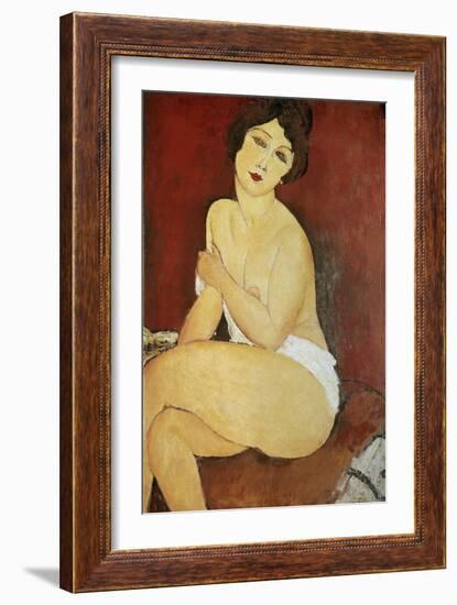 Large Seated Nude by Amedeo Modigliani-null-Framed Premium Photographic Print