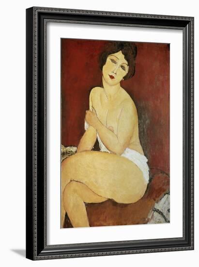 Large Seated Nude by Amedeo Modigliani-null-Framed Premium Photographic Print