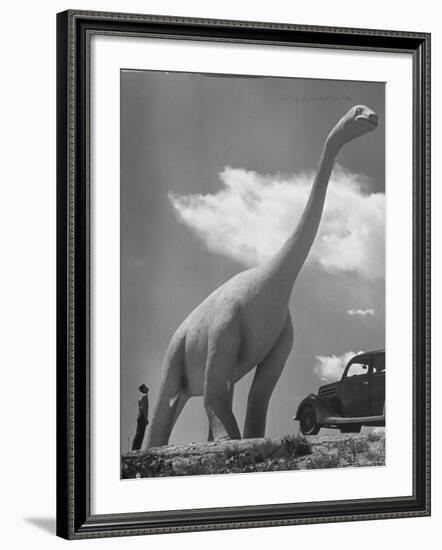 Large Statue of Dinosaur in "Dinosaur Park" Tourist Attraction-Alfred Eisenstaedt-Framed Photographic Print