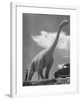 Large Statue of Dinosaur in "Dinosaur Park" Tourist Attraction-Alfred Eisenstaedt-Framed Photographic Print