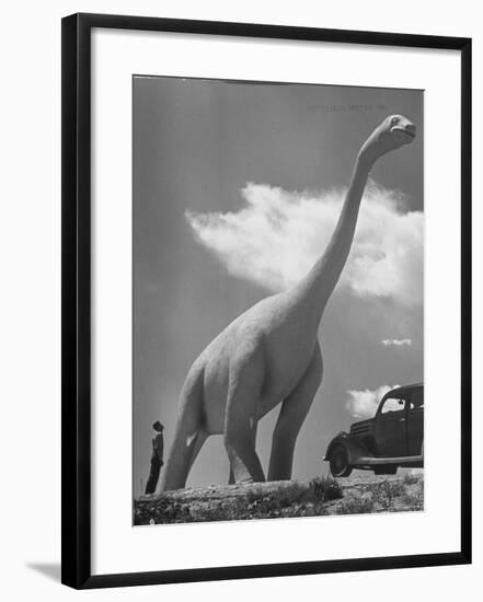 Large Statue of Dinosaur in "Dinosaur Park" Tourist Attraction-Alfred Eisenstaedt-Framed Photographic Print