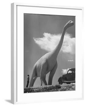 Large Statue of Dinosaur in "Dinosaur Park" Tourist Attraction-Alfred Eisenstaedt-Framed Photographic Print