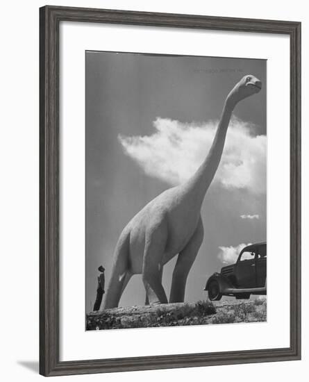 Large Statue of Dinosaur in "Dinosaur Park" Tourist Attraction-Alfred Eisenstaedt-Framed Photographic Print