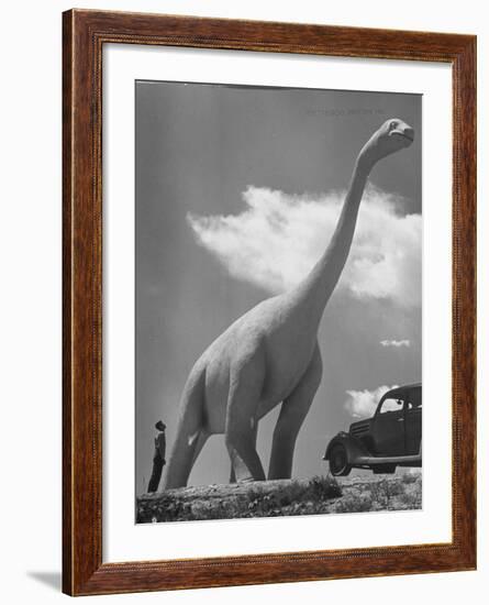 Large Statue of Dinosaur in "Dinosaur Park" Tourist Attraction-Alfred Eisenstaedt-Framed Photographic Print