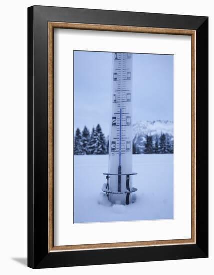 large thermometer puts in the snow, frost, cold, mountains, winters-Martin Ley-Framed Photographic Print