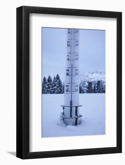 large thermometer puts in the snow, frost, cold, mountains, winters-Martin Ley-Framed Photographic Print