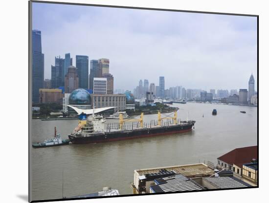 Large Transport Ship and Tug on the Huangpu River That Runs Through Shanghai, China, Asia-Amanda Hall-Mounted Photographic Print