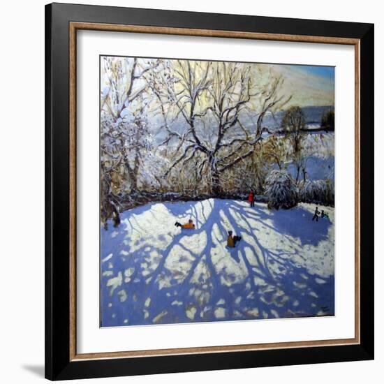 Large Tree and Tobogganers, Youlgreave, Derbyshire-Andrew Macara-Framed Giclee Print