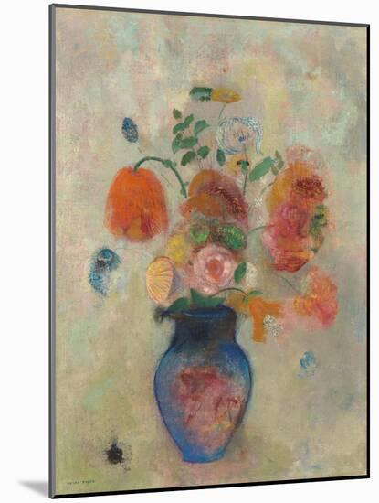 Large Vase with Flowers, C.1912 (Oil on Canvas)-Odilon Redon-Mounted Giclee Print