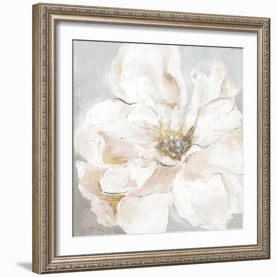 Large White Floral I-Alex Black-Framed Art Print