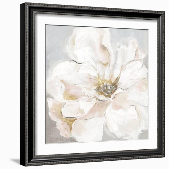 Large White Floral I-Alex Black-Framed Art Print