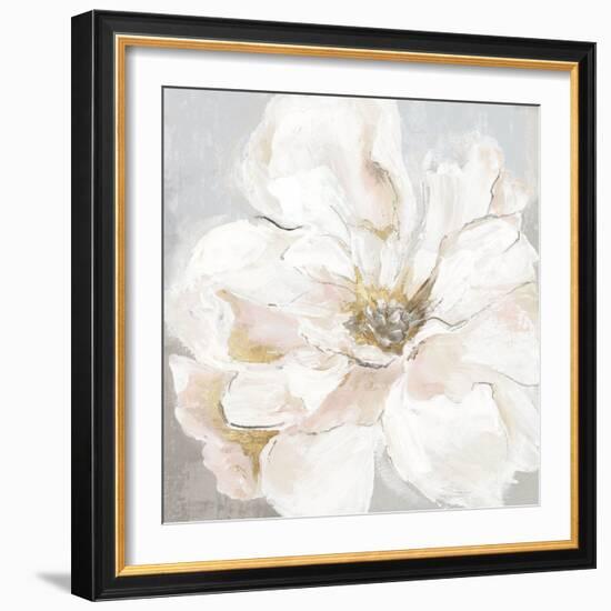 Large White Floral I-Alex Black-Framed Art Print