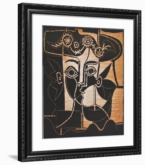 Large Woman's Head with decorated Hat-Pablo Picasso-Framed Collectable Print