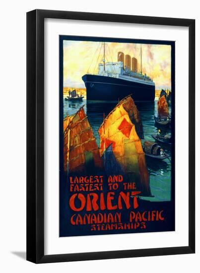 "Largest and Fastest to the Orient" Vintage Travel Poster-null-Framed Art Print