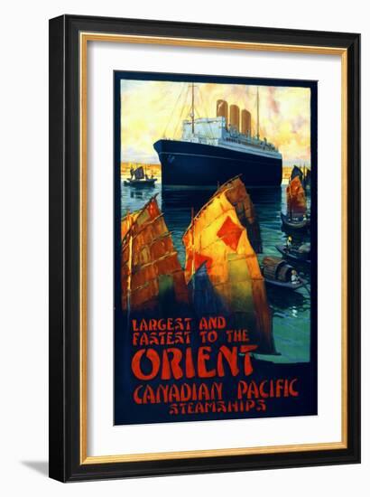 "Largest and Fastest to the Orient" Vintage Travel Poster-null-Framed Art Print