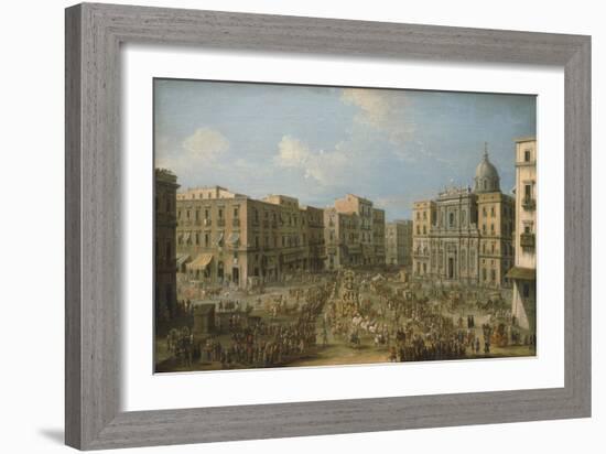 Largo San Ferdinando in Naples Showing the Royal Procession for the Carnival-Antonio Joli-Framed Giclee Print